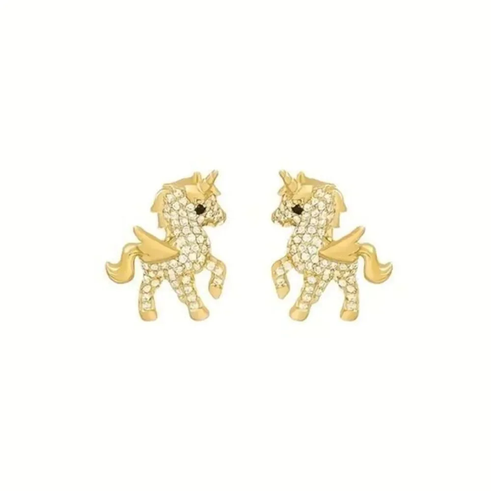 14K Gold Plated Unicorn Stud Earrings‎